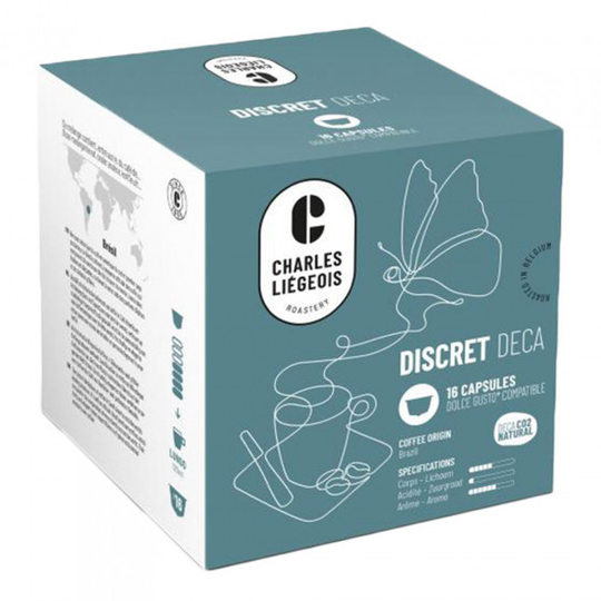 NESCAFÉ® Dolce Gusto® koneisiin sopivat kofeiinittomat kahvikapselit Charles Liégeois ”Discret Deca”, 16 kpl.