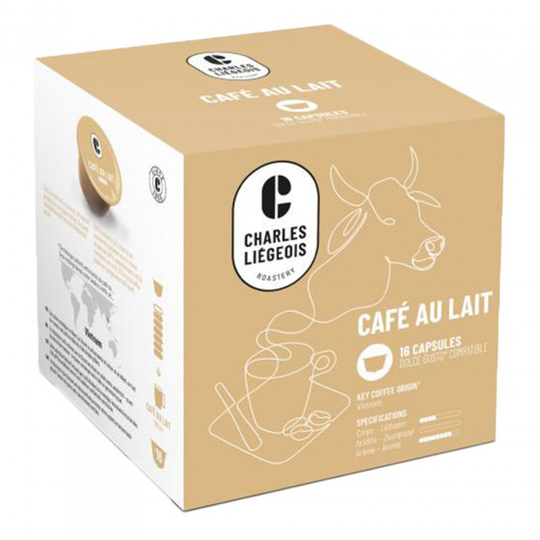 NESCAFÉ® Dolce Gusto® koneisiin sopivat kahvikapselit Charles Liégeois "Café au lait", 16 kpl.