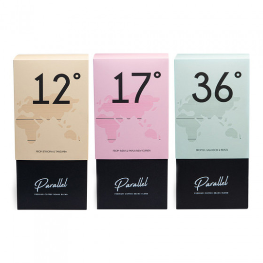 Kahvipapusetti "Parallel 12" + "Parallel 17" + "Parallel 36" lahjapakkauksessa