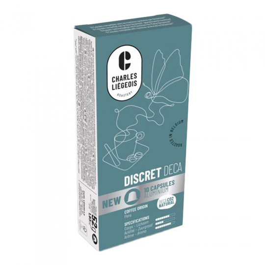 Nespresso® koneisiin sopivat kofeiinittomat kahvikapselit Charles Liégeois "Discret Deca", 10 kpl.