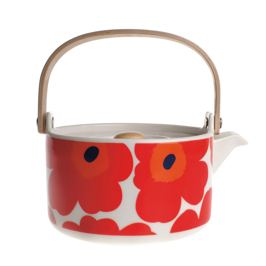 Marimekko Unikko teekannu punainen-valkoinen