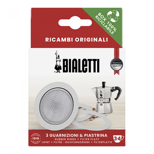 Bialetti tiivisteet ja suodatinkori alumiinista valmistettuihin 3/4 kupin mutteripannuihin