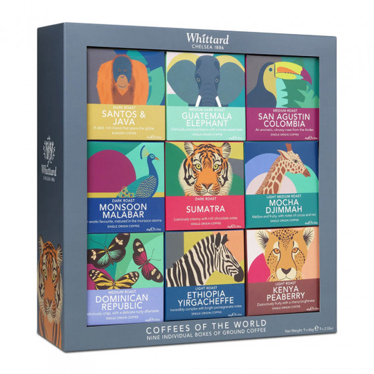 Jauhetun kahvin lahjasetti Whittard of Chelsea “Coffees of the World”, 9 x 66 g